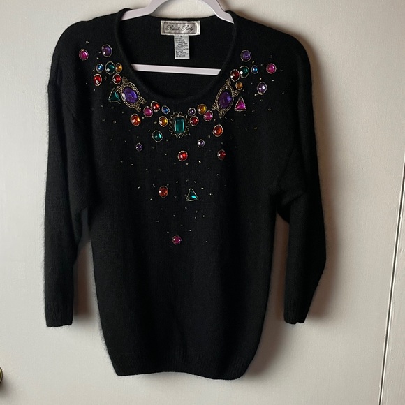 PRIVATE PARTY black embellished bedazzled Sweater - Picture 1 of 5